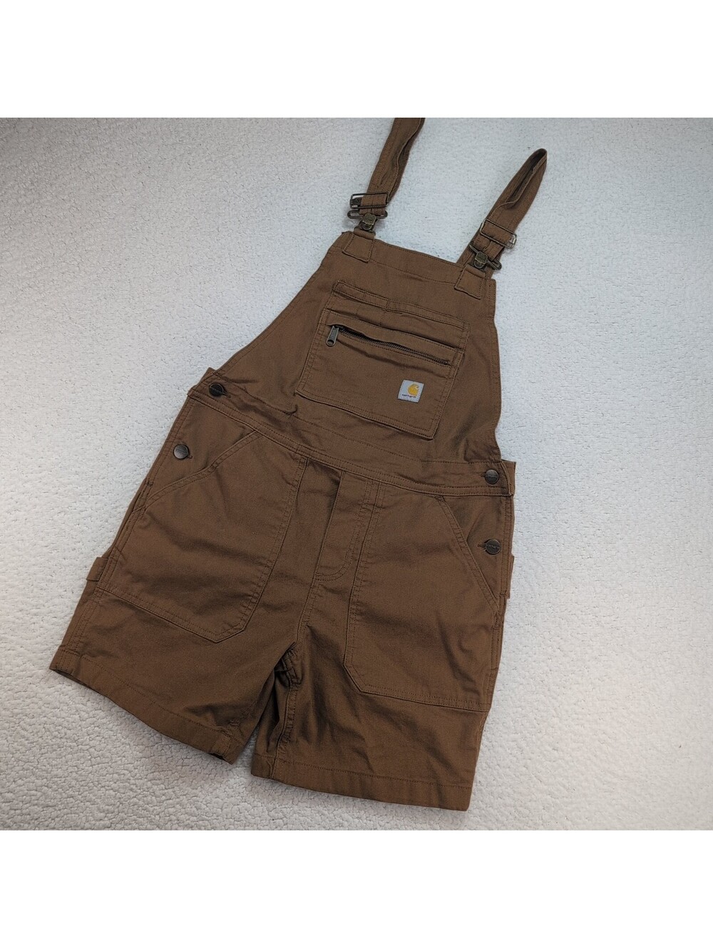 Carhartt Women’s XS Brown Relaxed Fit Shortalls Bib Overall Shorts